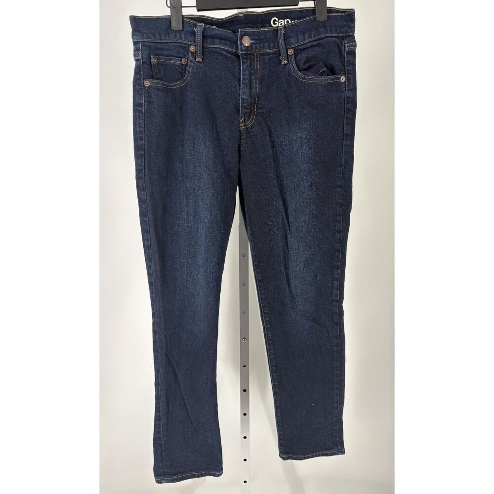 Gap Dark Wash Straight Leg Jeans | Mid Rise Classic Stretch Denim